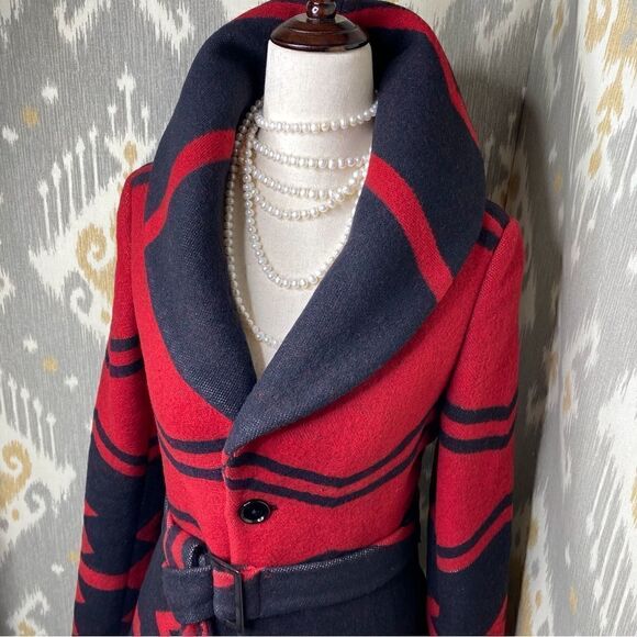 Ralph Lauren Fall 2008 Red & Black Southwestern Wool Beacon Blanket Jacket - Picture 9 of 16